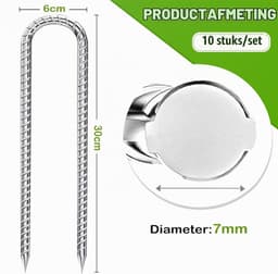 Grondanker Haringen - Verzinkt Staal - 30 cm - Voor Stabiele Bevestiging - Voor Tenten en Trampolines — thumbnail 4