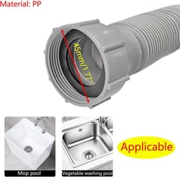 Flexibele afvoerslang voor wastafel met 45mm vrouwelijke schroefdraad, uitrekbaar van 370mm tot 700mm, sanitair onderdelen, afvoeroplossing, waterafvoeraccessoires — thumbnail 3
