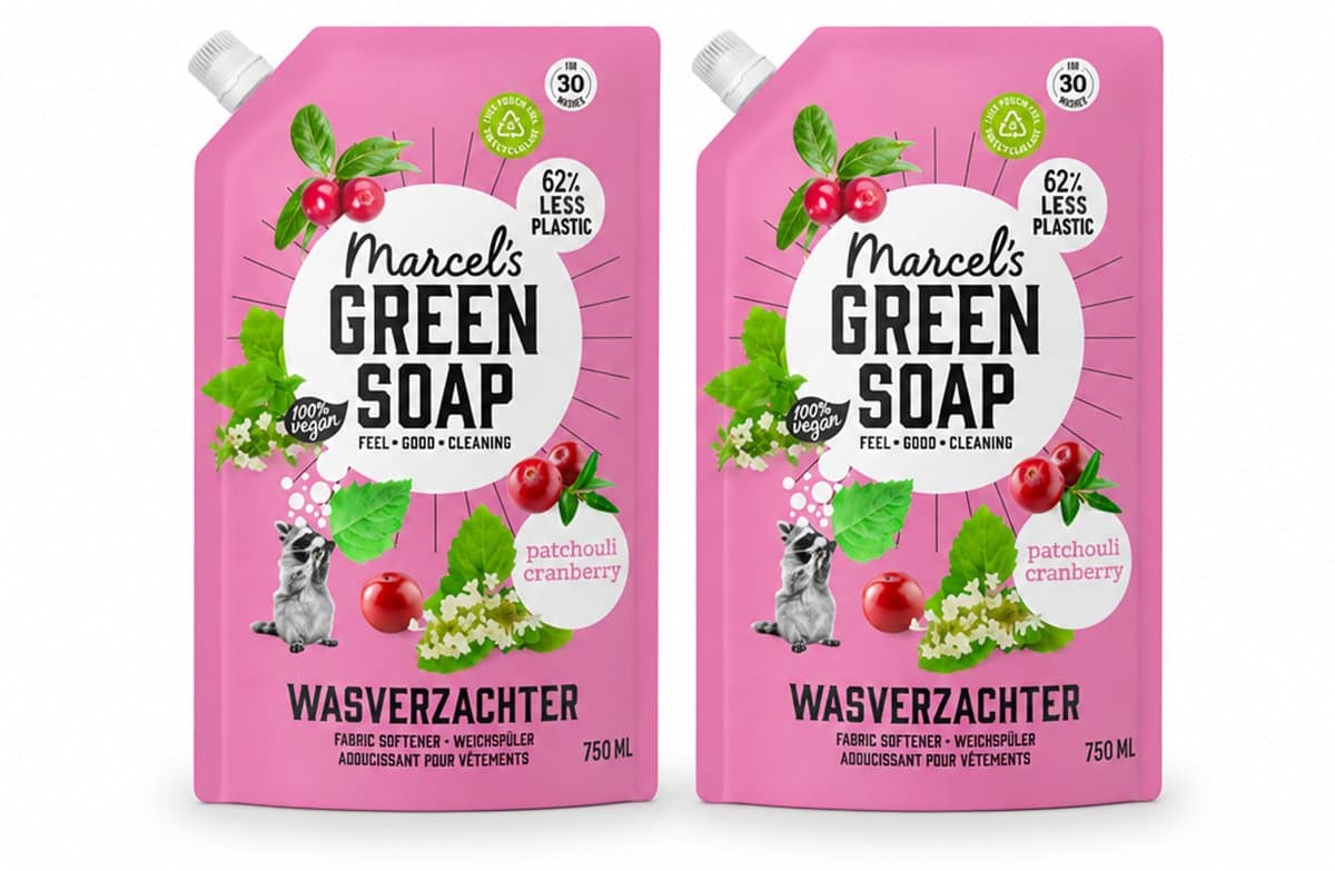 2 x Marcel’s Green Soap – Wasverzachter – Patchouli & Cranberry - Navulling – 750 ml - Bulkverpakking - 2 stuks — afbeelding 1