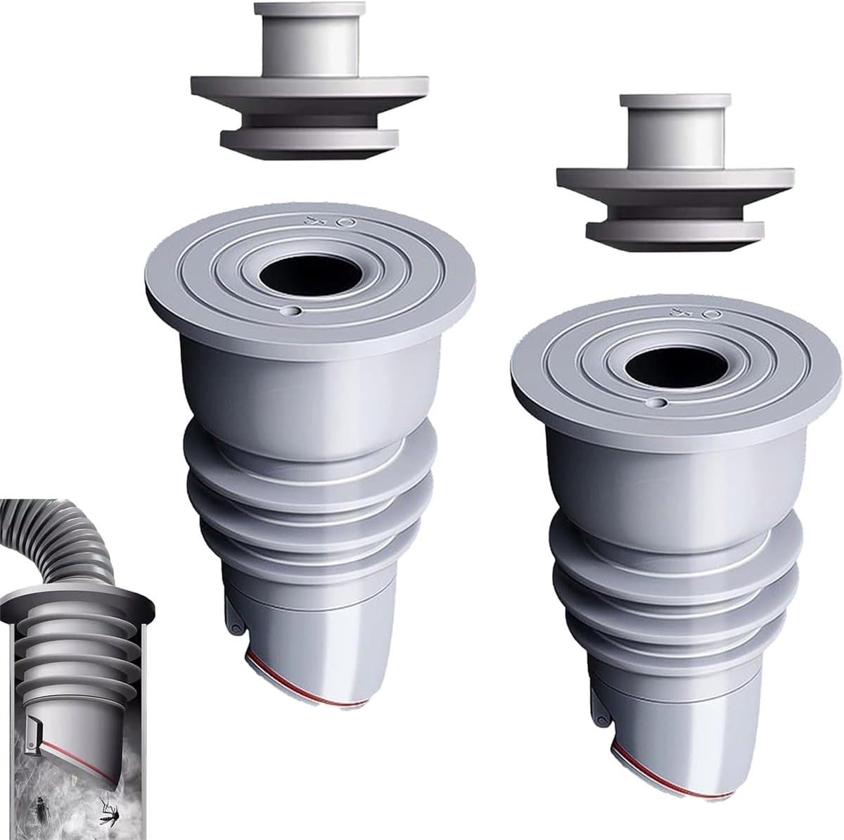 2 stuks - 35-40mm Wasmachine Afdichting Slangstop - Grijs - Afvoerslang voor Wasmachine Afvoerslangafdichting Wasmachine — afbeelding 1