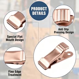 Kleine Klemmen - 30 Stuks - 4 x 1,3 cm - Scheppen - Mini-metalen klemmen - Klemmen voor Organisatie - Geschikt voor kleding, foto's, gordijnen, badkamer - Roségoud — thumbnail 2