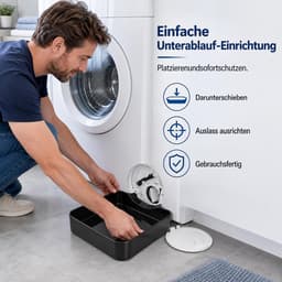 Afvoerbak voor wasmachine - Lekbak wasmachine - 17,4 × 16,4 cm - Lekbak voor Vaatwasser - Wateropvangbak - Wasmachine opvangbak - Opvangbak tegen lekkage - Opvangbak voor filterreiniging - Waterdichte bak - Afvoerbak - Wasmachine Lekbak - Zwart — thumbnail 2