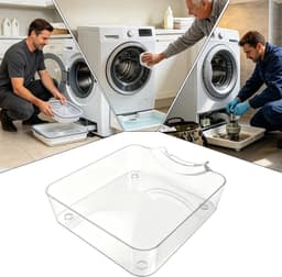 Lage opvangbak - lekbak - Lekbak wasmachine - Universeel - Wateropvang -- Opvangbak tegen lekkage - Opstaande Rand - Afvoerbak - Lekbak Koelkast Vaatwasser Diepvriezer - voor appartementen, garages en huurwoningen - Transparant — thumbnail 5