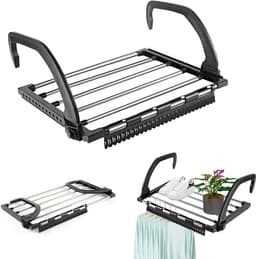 RVS Balkonwasdroger - Opvouwbaar Hangend Droogrek - Radiatordroger - Hangende Kleerhanger - Rails Voor Droogrek — thumbnail 2