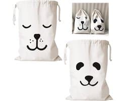 Waszakken Set van 2, 46 x 62 cm, Katoenen Tassen met Trekkoord, Ideaal voor Wassen en Organiseren