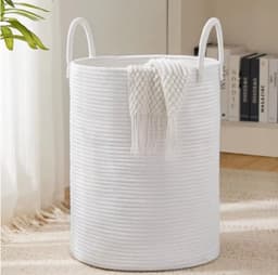 Wasmand 100L XXL – Katoenen Wasmand – Opbergmand – Wassorteerder – Wit — thumbnail 3