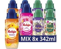 Robijn Wasparfum Mix 8 x 342 ml. - Spa Sensation / Pink Sensation / Passiebloem & Bergamot / Paradise Secret