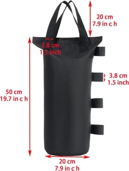 Zandzakken voor buitententen — Set van 4 — 20*50 cm — Anti-kantelzandzakken — Tegengewichtset voor luifels — Eenvoudig te installeren zandzakken voor luifels en tenten —Stevige tegengewichtzakken voor uitkijkpunten en tentpoten (zand niet inbegrepen) — thumbnail 2
