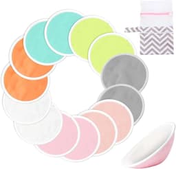Set van 14 Herbruikbare Borstvoedingsinleggers van Bamboe Viscose, Wasbare Pads met Waszak en Reiszak, Huidvriendelijk en Duurzaam voor Moeders — thumbnail 1
