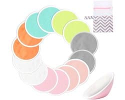 Set van 14 Herbruikbare Borstvoedingsinleggers van Bamboe Viscose, Wasbare Pads met Waszak en Reiszak, Huidvriendelijk en Duurzaam voor Moeders