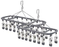 Bobypet - Droogrek - Droogrek hangend - 2 Stucks- Winddicht & Roestvrij - 360° Draaibaar Droogrek RVS - Voor Sokken & Ondergoed - Grijs