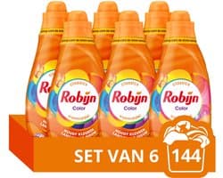 Robijn - Vloeibaar Wasmiddel - Klein & Krachtig - Color - 6 flessen - 144 wasbeurten - Voordeelverpakking