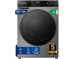 Heinner HWM-HMK1014IVTA+++ Wasmachine 10 kg – 1400 tpm – Inverter motor – Touchbediening – Allergievriendelijk – Energieklasse A – Titanium Grijs – 5 jaar garantie