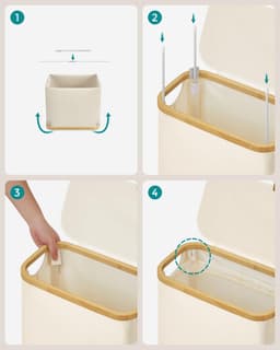 Wasmand 65 liter inklapbaar met deksel wasmand voor wasgoed smal design waterafstotend bamboe handvat — thumbnail 5