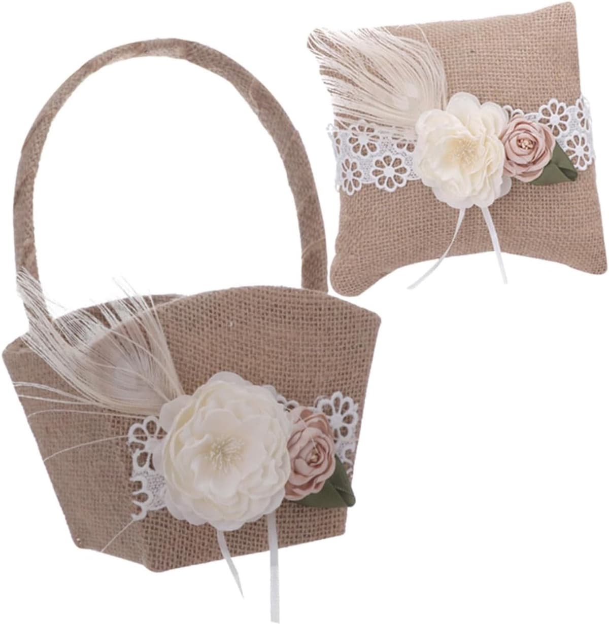 1set Bruiloft Ringkussen Bloemenmeisje Mand Elegante Decoratie Voor Trouwerij Met Bloemenmotief Charmante Afwerking Voor Romantische Ceremonies — afbeelding 1
