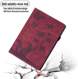 Ausblin Reliëf Lenovo Tab P11 Gen 2 Hoes, Vlinder en Kat Thema Retro PU Lederen Tablet Hoes voor Lenovo Tab P11 Gen 2 Case (2023) 11.5", Rood — thumbnail 5