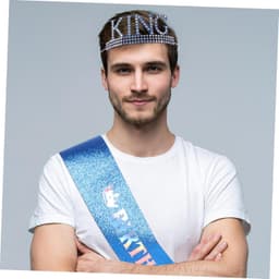 1set Verstelbare Verjaardagscrown Sash Voor Mannen Koninklijke Verjaardagsdecoraties Met Metalen Crown Decoratieve Sash Voor Feestelijke Gelegenheden — thumbnail 4