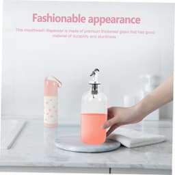 1set Glazen Mondspoel Dispenser Met Cups Trechter Duurzaam Elegant Badkamer Accessoire Voor Mondspoeling Zeep Inhoud Voor Persoonlijk Gebruik — thumbnail 5