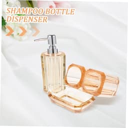 1set Badkameraccessoires Luxe Transparante Zeepdispenser Tandenborstelhouder Mondspoelbekertje Zeepschotel Champagnegoud Voor Thuis of Hotel — thumbnail 2