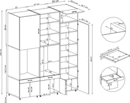 Roomart SERIE 3 Wasmachine Ombouwkast 194x240 cm - Dubbele Kast met Hoge Kast 60 - Eiken — thumbnail 5