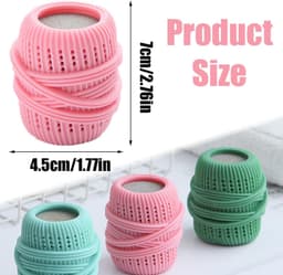 Wasmachine wasballen -wasverzachtersponzen - 3-pack - 4,5*7 cm - Wasverzachtersponzen - Droogsponzen - Siliconen wassponzen - Navulbare wassponzen - Voor het verzachten van kleding en het verwijderen van statische elektriciteit - Roze/Blauw/Groen — thumbnail 5