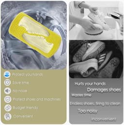 2-delige schoenwaszakken - Speciale waszakken voor schoenen – Herbruikbaar – Voering van microvezel – Geschikt voor wasmachine en droger – Geschikt voor de meeste schoenen – Geel – 39 x 20 cm — thumbnail 2