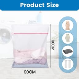 Waszakken - 90*90cm Waszak Groot - 1 set van 2 stuks - Waszak Wasmachine - Laundry bag - Waszakken - Wit — thumbnail 5