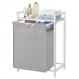 Klarven® Wasmand Wit-grijs - Compacte Wasmand - Wasmanden - Oxford-weefsel - Verstelbare Pootjes - 47 Liter Inhoud - Laundry Basket — thumbnail 5