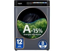 CHiQ CW086581AX - Wasmachine - 8 KG - Space Pro - Energielabel A-15% - 13.5 Inch Led-touchscreen - 12 programma's - AI Smart - Stoomwassen & Quick Wash - 12 jaar garantie op motor