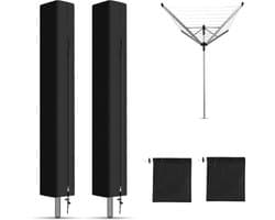 2 stuks - Droogmolenhoes - 165*16*16cm - Droogmolen Hoes - Hoes voor Droogmolen - Beschermhoes voor droogmolen - Roterende Waslijn Afdekking - Stofhoes - Beschermhoes - met ritssluiting - Waterdicht - UV-Bestendig - Stofdicht - zwart