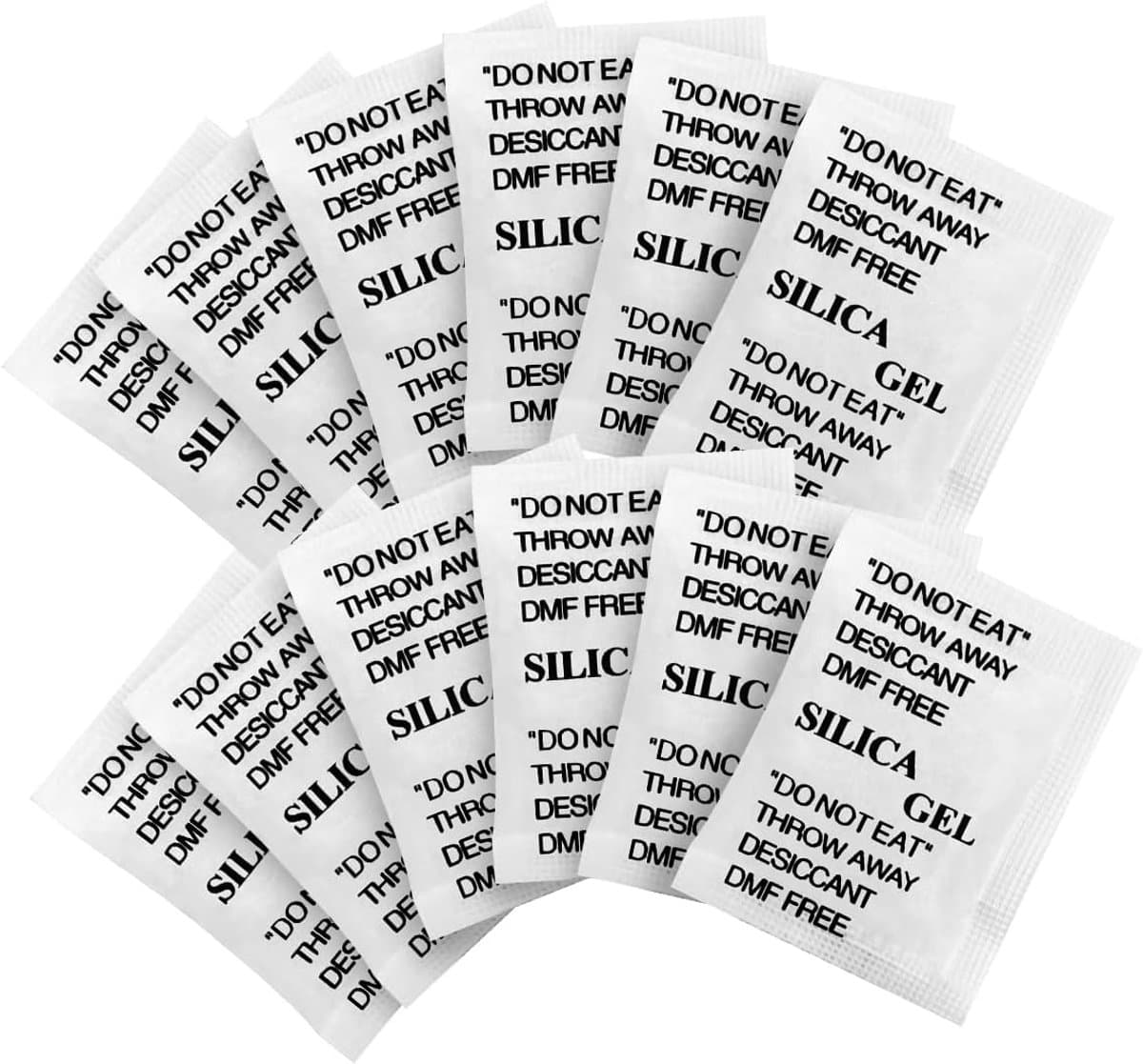 Gel Sachets zakjes, 100 stuks, silicagel, droogmiddel in levensmiddelenkwaliteit, efficiënte vochtabsorberende voor levensmiddelen, diervoeding, badkamer, keuken, pasta, koffie — afbeelding 1