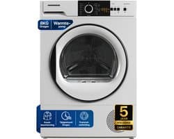 Heinner Wasdroger - Warmtepompdroger - 8 KG - 15 Programma's - LED Display - Trommelverlichting - Wit
