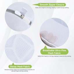 Beschermende Waszak voor Bh's en Delicate Kleding, 4 Stuks, Mesh met Rits voor Ondergoed en Sokken, Ideaal voor Reis en Wasmachine 18 x 16 cm Wit — thumbnail 5