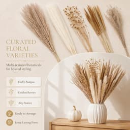 75 stuks pampasbloemen, decoratief, natuurlijk, boho-boeket, gedroogde — thumbnail 5