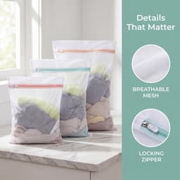 Set van 5 Wasnetten voor de Wasmachine in Diverse Maten 30x40, 40x50 en 50x60 cm voor Bescherming van Kleding — thumbnail 5