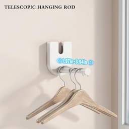 Waslijn - Uitschuifbare waslijn voor binnen, niet-doorhangende waslijn voor buiten, 4,2 meter lange, stevige waslijn met telescopische ophangstang, ruimtebesparende waslijn voor wandmontage (Wit) - 12 x 8 x 4cm — thumbnail 4