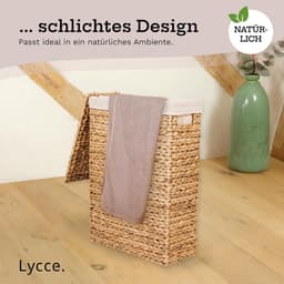 Wasmand met deksel - Smalle mand - Opbergen van wasgoed - Gevlochten waterhyacint - 27 liter - Natuurlijk — thumbnail 2