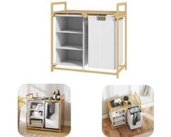 Opbergkast - Wasmand - Vuilewasmand - Make up opbergrek - Sokken opbergzak - Met opbergzak - Met handvat - Grote capaciteit - Geventileerd - Opbergtassen accessoires - Geschikt voor wasruimte, balkon, hal (bruin, 70*70cm)