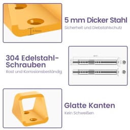 Grondanker met 5mm Stalen Beveiliging - Geel - 2 Stuks — thumbnail 4