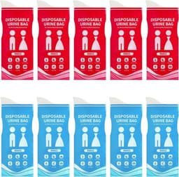 10 stuks outdoor urinezakken van 900 ml voor onderweg, tassen toilet, noodtoilet voor auto, noodtoiletten, plaszak, zaktoilet voor vrouwen, voor wandelen, auto, verstopping, reizen (blauw en — thumbnail 1