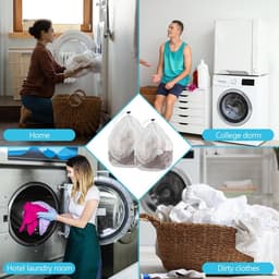 Set van 2 wasnetten met trekkoord voor delicate kleding, sokken en lingerie - Ideaal voor de wasmachine en op reis (50x60 cm / 60x80 cm) — thumbnail 3