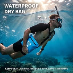 Waterdichte tas schoudertas met luchtdichte ritssluiting, lichte dry bag met verstelbare riem voor strand, zwemmen, reizen en dagelijks gebruik, lichtblauw, draagtas — thumbnail 3