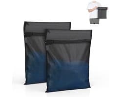 2 Grote Wasnetten - Met Rits Herbruikbaar - Voor Wasmachine Ondergoed Sokken Delicate Was en Reizen - Zwart 30x40 cm