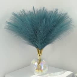 30 stuks kunstpampasgras, blauw, 55 cm, kleine pluizige pampasdecoratie voor tafelvaas, gedroogde bloemen, decoratie, turquoise, voor maritieme decoratie, badkamer, winter, woonkamer en — thumbnail 1