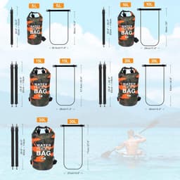 pakzak, drijvende droogrugzak, strandtas, lichte droogzak voor strand, boottochten, vissen, kajakken, zwemmen, rafting, camping, 5 l, 10 l, 15 l, 20 l, 30 l — thumbnail 4