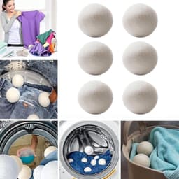 Wasdrogerballen, wollen droger ballen Static & Rimples Reducer Set van 6 Anti -statische stofverzachting en herbruikbare droogballen voor wasserette — thumbnail 2