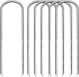 Set van 6 U-vormige zware metalen tentpinnen van 30 cm, gegalvaniseerde stalen grondankers voor windbestendige bevestiging van trampolines, tenten en speeltoestellen — thumbnail 1