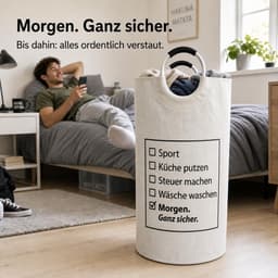Wasmand 105L met grappige spreuk, opvouwbare wasmand wit — thumbnail 4