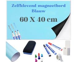 Magnetische Whiteboard Folie – Zelfklevende Whiteboard Sticker voor Muur, Herbruikbare Planner voor Thuis, Kantoor & School (60 x 40 Blauw)