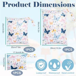 3 Stuks Waterdichte Opbergzakken met Rits – Wet Bag Set in 3 Maten – Herbruikbare Reiszakken voor Kleding, Zwemspullen & Babyartikelen — thumbnail 4